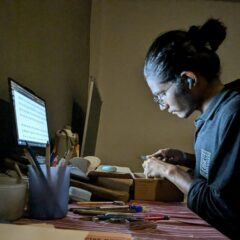 Person operating a side hustle from home
